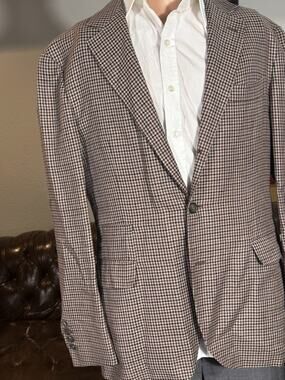Brunello Cucinelli Wool Linen Silk Houndstooth Blazer Sport Coat
